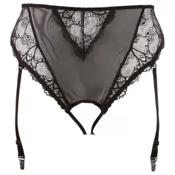 Cottelli Plus Size - culotte noire avec porte-jarretelles en dentelle