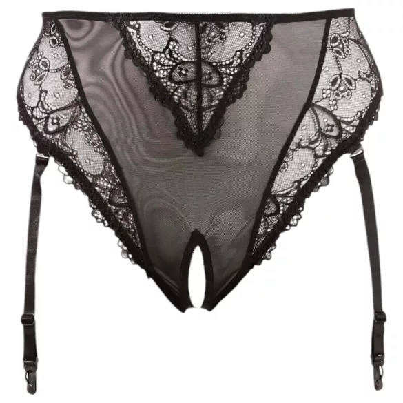 Cottelli Plus Size - culotte noire avec porte-jarretelles en dentelle