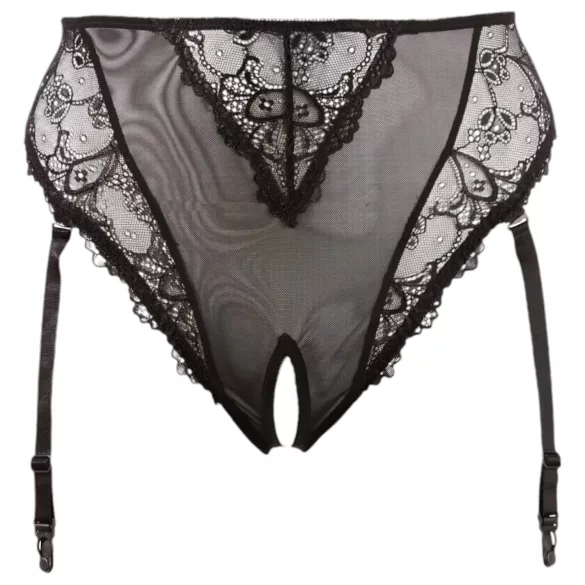 Cottelli Plus Size - culotte noire avec porte-jarretelles en dentelle