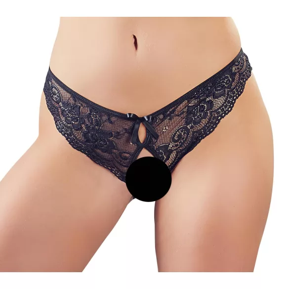 Cottelli - culotte ouverte femme dentelle nœud - noir - M