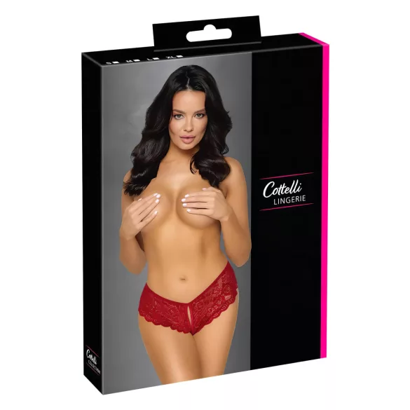 Cottelli - culotte ouverte en dentelle - rouge - M