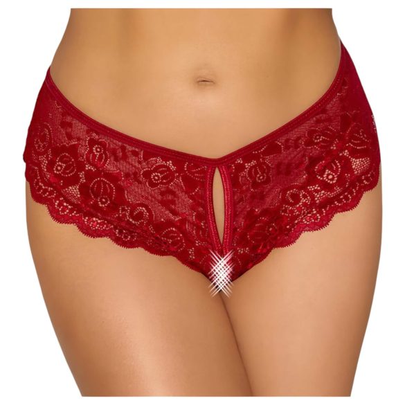 Cottelli - Culotte sexy en dentelle ouverte (rouge) - XL