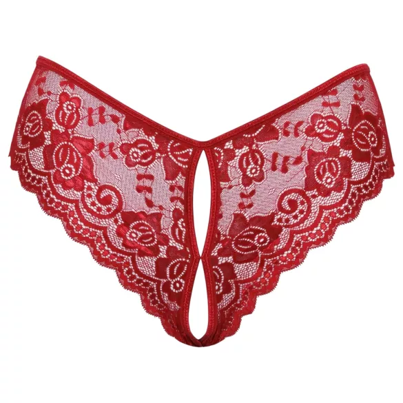 Cottelli - culotte ouverte en dentelle - rouge - XL