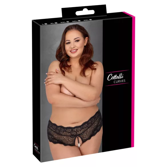 Cottelli Curves - culotte en dentelle ouverte (noir) - XL