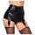 Noir - Short moulant brillant avec porte-jarretelles (noir) - M
