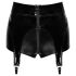 Noir - Short moulant brillant avec porte-jarretelles (noir) - M