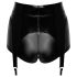 Noir - Short moulant brillant avec porte-jarretelles (noir) - M