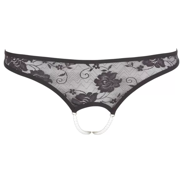 Cottelli - String ouvert avec perles - dentelle noire - L