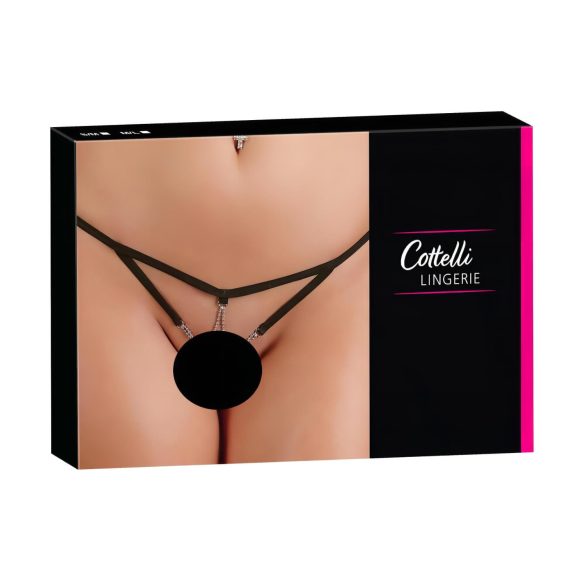 Cottelli - string ouvert femme avec strass - noir - M/L
