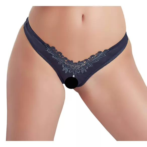 Cottelli - culotte femme ouverte à perles motif floral - noir - L