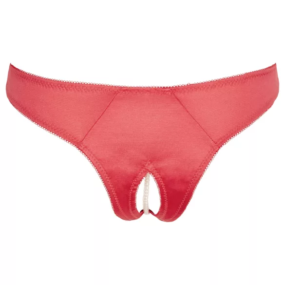 Cottelli - culotte ouverte perlée femme - motif fleuri - rouge - L