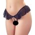 Cottelli - string perlé froufrouté ouvert (noir) - M