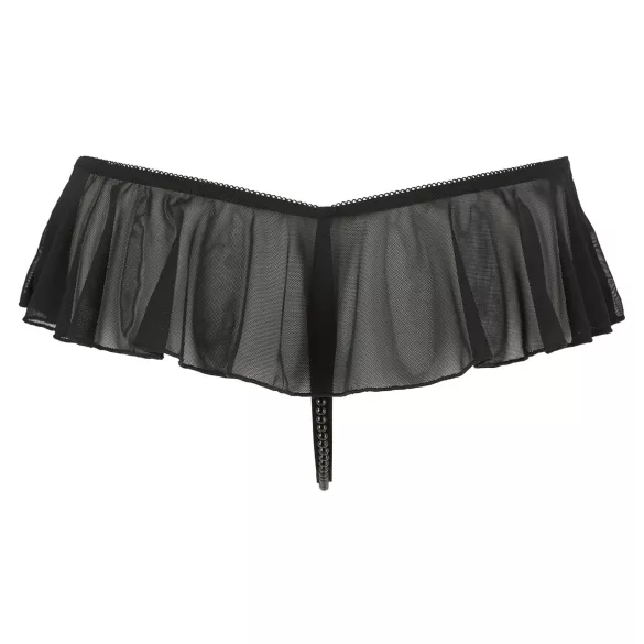 Cottelli - string ouvert perlé avec volants - noir - XL