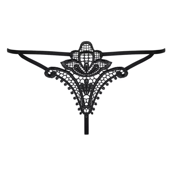 Obsessive Luiza - string femme - motif tulipe - noir - L/XL