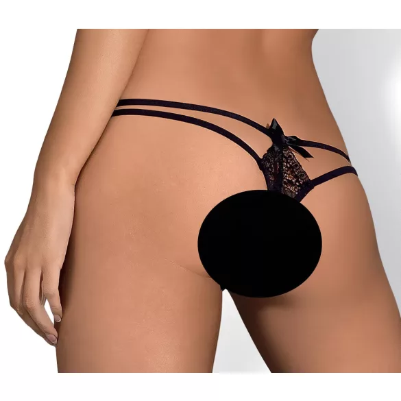 Obsessive Intensa - string femme dentelle à doubles lanières - noir