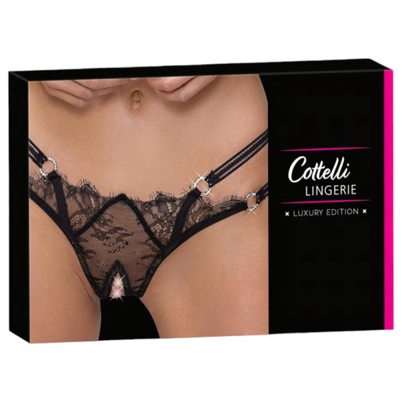 Cottelli - String luxe ouvert à anneaux (noir)