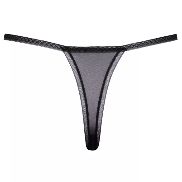 Cottelli - string femme brodé luxe - noir et blanc - motif lys