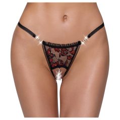 Cottelli - string perlé luxueux à motif rose - noir