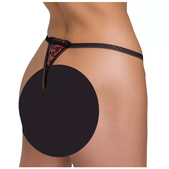 Cottelli - string perlé luxueux à motif rose - noir