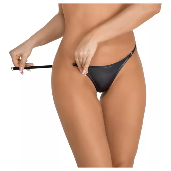 Noir - string femme effet brillant - noir
