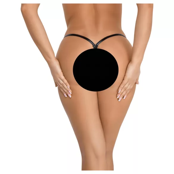 Noir - string femme effet brillant - noir