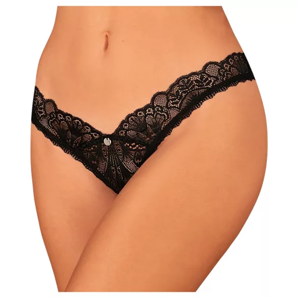 Obsessive - string ouvert dentelle - noir - XL/XXL