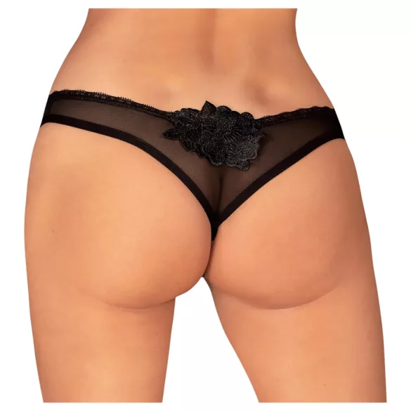 Obsessive - string ouvert - dentelle noire - M/L