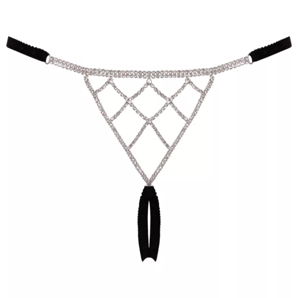 Cottelli - string tanga ouvert - ornement argenté - noir (S-L)
