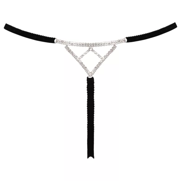 Cottelli - string tanga ouvert - ornement argenté - noir (S-L)
