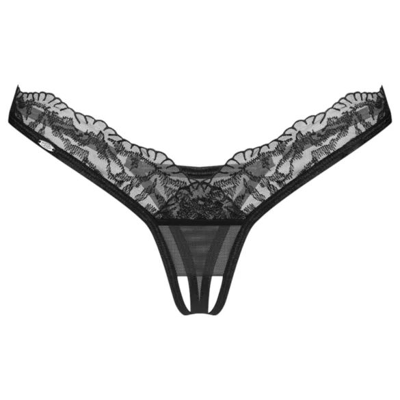 Obsessive - string femme transparent dentelle - noir - L/XL