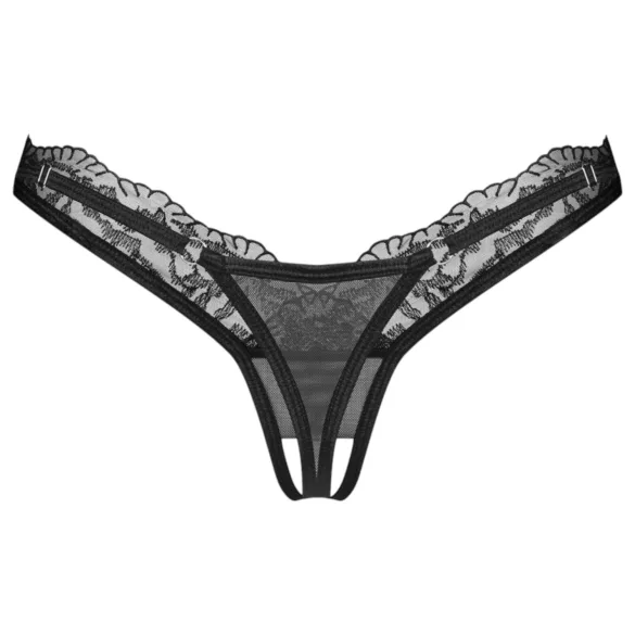 Obsessive - string femme transparent dentelle - noir - L/XL