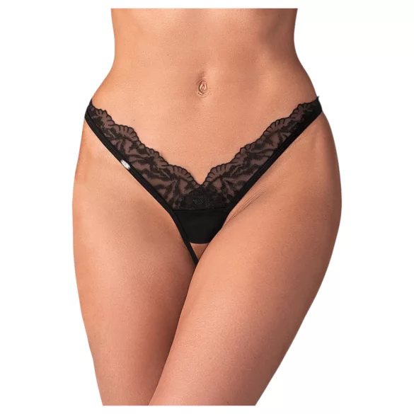 Obsessive - string femme transparent dentelle - noir - 2XL/3XL