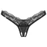 Obsessive - string femme transparent dentelle - noir - 2XL/3XL