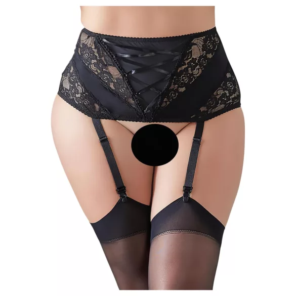 Cottelli Plus Size - porte-jarretelles dentelle lacé - noir - 2XL