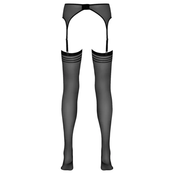 NO:XQSE - bas jarretière rayé - noir - L/XL