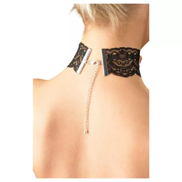 Cottelli - tour de cou en simili cuir et dentelle, accessoire de déguisement BDSM