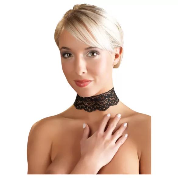 Cottelli - tour de cou en simili cuir et dentelle, accessoire de déguisement BDSM
