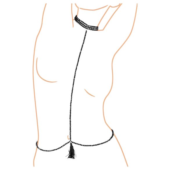 Cottelli - Harnais corps orné de perles avec collier - noir