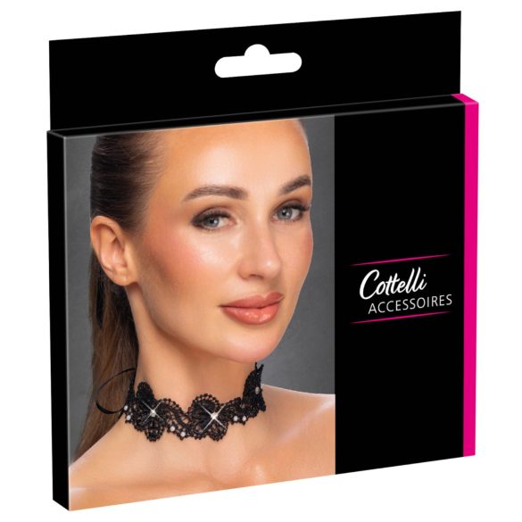 Cottelli - Collier en dentelle perlée (noir)