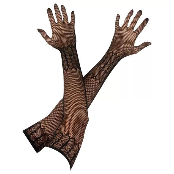 Cottelli Collection - gants longs résille à motifs - noir (S-L)
