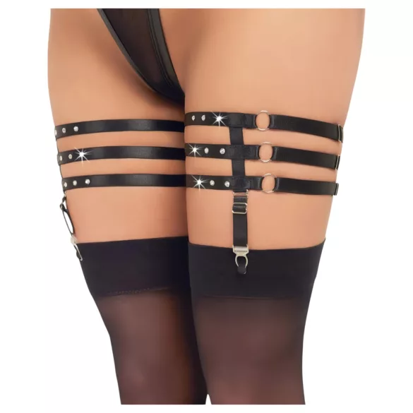 Cottelli - porte-jarretelles effet cuir - noir - L/XL