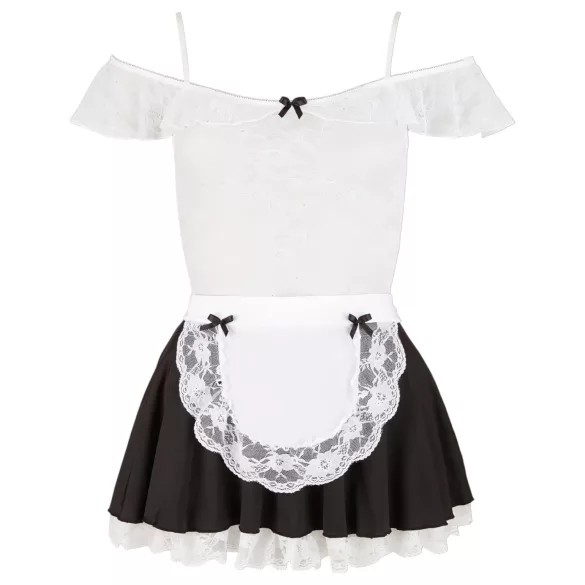 Cottelli - déguisement soubrette sexy - dentelle - blanc - M