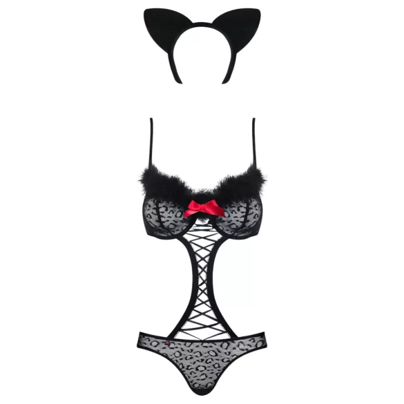 Obsessive - déguisement chat sexy femme - noir - ensemble complet