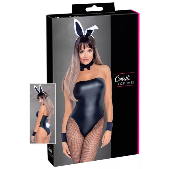 Cottelli Bunny - déguisement sexy lapine brillant - 5 pièces - XL