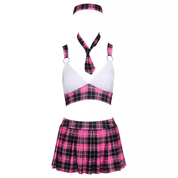 Cottelli - déguisement d’écolière sexy - motif à carreaux rose - set complet - L