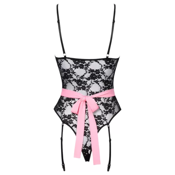 Cottelli - déguisement soubrette transparent - noir rose
