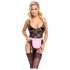 Cottelli - tenue de soubrette transparente (noir-rose) - L