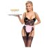 Cottelli - tenue de soubrette transparente (noir-rose) - L