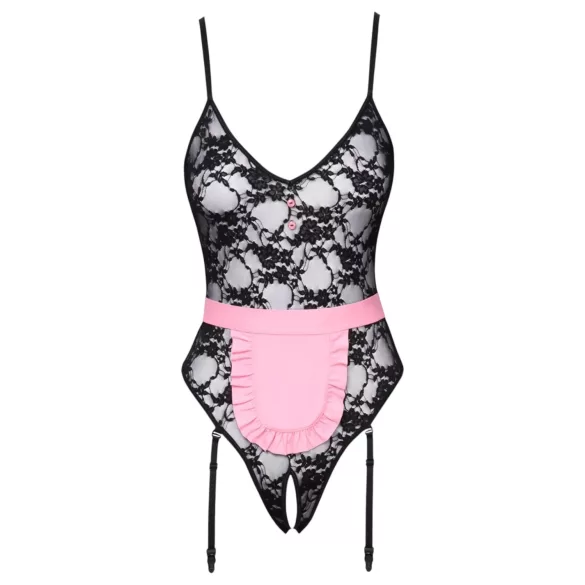 Cottelli - déguisement soubrette transparent - noir rose - L