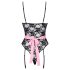 Cottelli - costume de soubrette transparent (noir-rose) - L